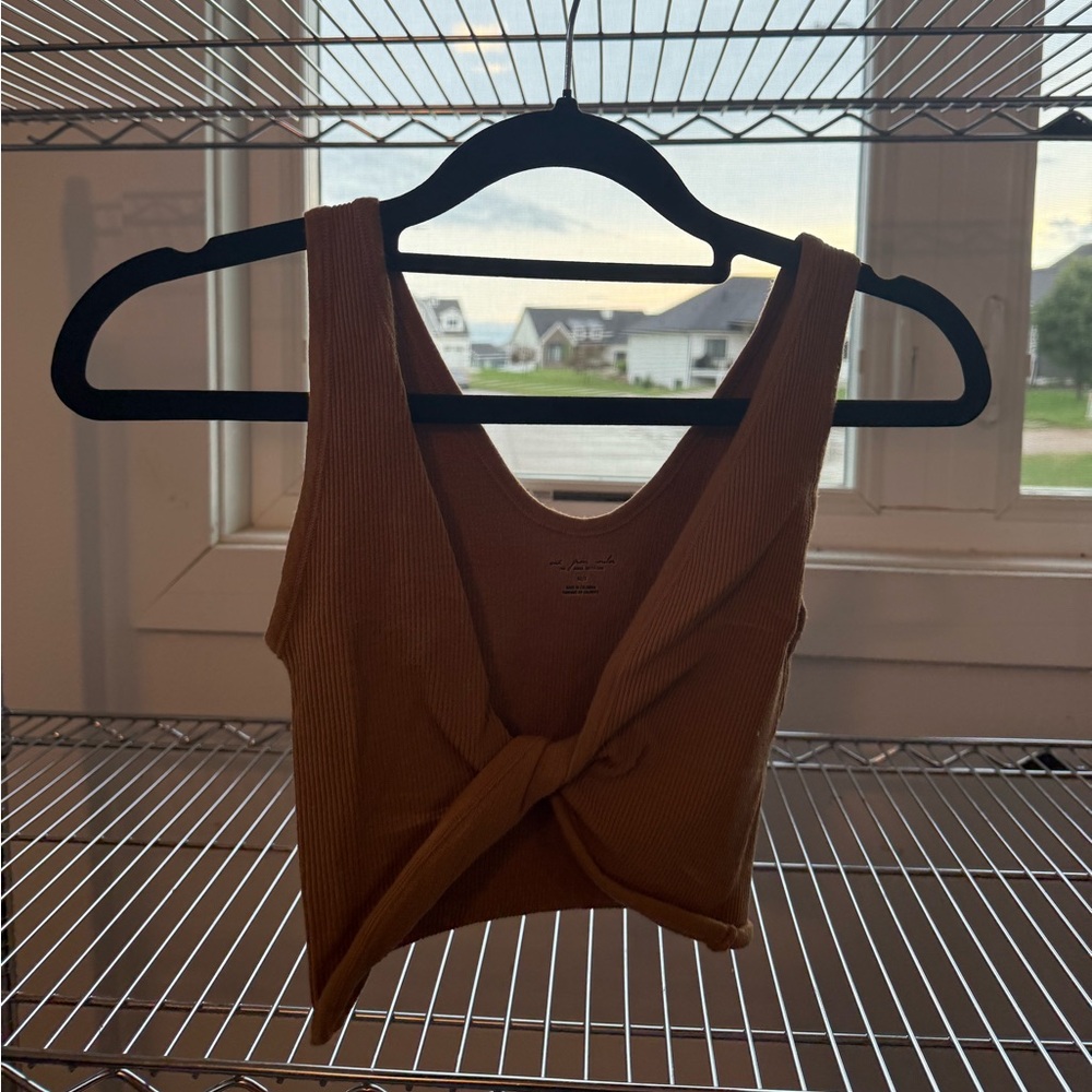 Urban Outfitters out from under crop tank top - brown tan color